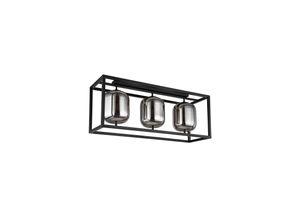 4059157314955 - Etc-shop - Deckenlampe Glasleuchte 3 flammig Glasschirm rauchfarben Deckenleuchte rund schwarz Wohnzimmerlampe Metall Glas schwarz 3x E14 LxH