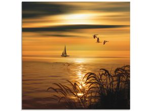 4057738054313 - Glasbild ARTLAND Goldene See Impressionen Bilder Gr B H 50 cm x 50 cm Glasbild Gewässer quadratisch 1 St goldfarben Bild Glasbild Glasbilder Bilder in verschiedenen Größen