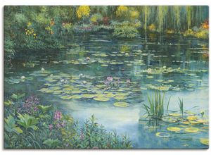 4055327285049 - Wandbild ARTLAND Teichlandschaft I Bilder Gr B H 100 cm x 70 cm Leinwandbild Gewässer Querformat 1 St grün Kunstdrucke als Alubild Leinwandbild Wandaufkleber oder Poster in versch Größen