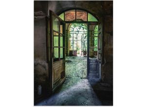 4062144831083 - Wandbild ARTLAND Lost Place - alte Tür Fenster Bilder Gr B H 30 cm x 40 cm Alu-Dibond-Druck Fenster & Türen Hochformat 1 St bunt Kunstdrucke als Alubild Leinwandbild Wandaufkleber oder Poster in versch Größen
