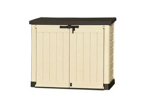 7290106922655 - Aufbewahrungsbox KETER Store It Out MAX 1200L Aufbewahrungsboxen Gr B H T 146 cm x 125 cm x 82 cm beige (beige braun) Mülltonnenbox in Holzoptik