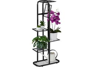 4052025890582 - Blumentreppe Metall 6-stufige Blumenetagere außen & innen hbt 107 x 44 x 24 cm Pflanzenregal schwarz - Relaxdays