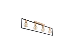 4059157195455 - Etc-shop - Deckenleuchte Deckenlampe Wohnzimmerleuchte Küchenlampe Metall schwarz Holz braun 4 Flammig E27 l 90 cm