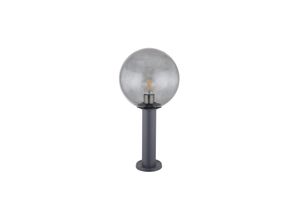 4059157181410 - Wegleuchte Außenlampe anthrazit Sockelleuchte Aluminium Gartenlampe Stehleuchte rauchfarben IP44 Spritzwasserfest Glaskugel 1x E27 Fassung DxH