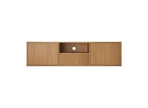 5706953325966 - TV-Board HAMMEL FURNITURE Mistral Fernsehschrank Medienmöbel Hängend Sideboards Gr B H T 1615 cm x 416 cm x 45 cm 1 braun (eiche lack öl) TV-Lowboards Türen mit Akustikstoff Schublade Lowboard B 1615 cm