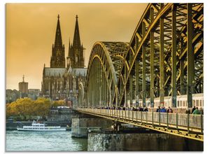 4058661732224 - Glasbild ARTLAND Kölner Dom mit Hohenzollernbrücke Bilder Gr B H 80 cm x 60 cm Glasbild Deutschland Querformat 1 St braun Bild Glasbild Glasbilder Bilder in verschiedenen Größen