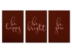 4063129122240 - Mehrteilige Bilder WALL-ART Kupfer Effekt Spruch it´s you Gr B H T 20 cm x 0 cm x 30 cm Blumen 3 St rot Mehrteilige Bilder Metallschild Collage