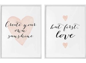 4063129025183 - Poster WALL-ART Confetti and Cream - Love is everything Bilder Gr B H 50 cm x 60 cm 2 St bunt (weiß schwarz rosa) Poster Bilder mit Rahmen Poster Wandbild Bild Wandposter