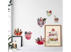 4063129118366 - Wandtattoo WALL-ART Bunte Blumen Fee Tassen Wandtattoos Gr B H T 110 cm x 70 cm x 01 cm bunt Wandtattoos Wandsticker selbstklebend entfernbar