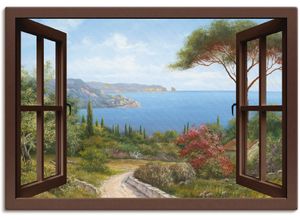 4055327354660 - Wandbild ARTLAND Fensterblick Frühlingsmorgen Bilder Gr B H 130 cm x 90 cm Leinwandbild Fensterblick 1 St braun Bild Leinwandbild Kunstdrucke Bilder als Leinwandbild Wandaufkleber oder Poster in versch Größen