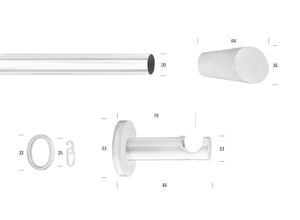 9002777364041 - Gardinenstange GARESA WHITE Gardinenstangen Gr L 160 cm Ø 20 mm 1 St 1 läufig weiß Gardinenstangen nach Maß Vorhanggarnitur verlängerbar Wandmontage Endknopf abgeschrägt