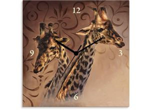 Image of Wanduhr ARTLAND "Giraffen" Wanduhren Gr. B/H/T: 30 cm x 30 cm x 1,7 cm, Funkuhr, braun Wanduhren wahlweise mit Quarz- oder Funkuhrwerk, lautlos ohne Tickgeräusche