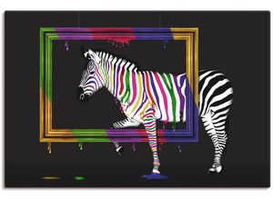 4059745133128 - Wandbild ARTLAND Das Regenbogen Zebra Bilder Gr B H 120 cm x 80 cm Leinwandbild Animal Fantasy 1 St bunt Bild Kunstdruck Kunstdrucke Bilder als Alubild Leinwandbild Wandaufkleber oder Poster in versch Größen