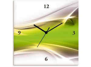 Image of Wanduhr ARTLAND "Kreatives Element" Wanduhren Gr. B/H/T: 30 cm x 30 cm x 1,7 cm, Funkuhr, grün Wanduhren wahlweise mit Quarz- oder Funkuhrwerk, lautlos ohne Tickgeräusche