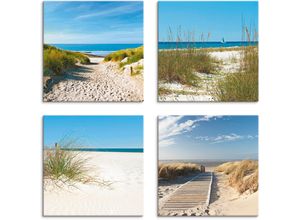4055327015196 - Leinwandbild ARTLAND Strand und Sanddünen Bilder Gr B H 40 cm x 40 cm Leinwandbild Strand quadratisch 4 St beige (naturfarben) Bild Leinwandbild Leinwandbilder Bilder 4er Set verschiedene Größen