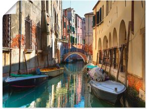 4059745779609 - Wandbild ARTLAND Boote auf Kanal in Venedig Bilder Gr B H 40 cm x 30 cm Poster Italien 1 St gelb Bild Leinwandbild Kunstdrucke Bilder als Alubild Leinwandbild Wandaufkleber oder Poster in versch Größen