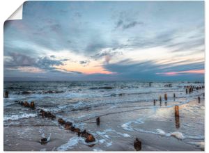 4057738310815 - Wandbild ARTLAND Winter Sonnenuntergang am Meer Bilder Gr B H 60 cm x 45 cm Poster Gewässer 1 St blau Bild Kunstdruck Kunstdrucke Bilder als Leinwandbild Wandaufkleber oder Poster in versch Größen