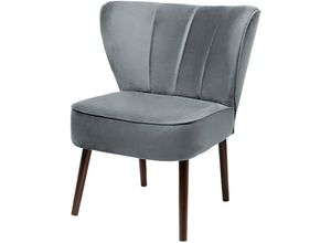 4042911611759 - Sessel FINK BRADY Gr Samtvelours VELVET B H T 67 cm x 76 cm x 67 cm grau (dunkelgrau velvet) mit Steppung im Rücken BTH 676776 cm Sitzhöhe 42 cm