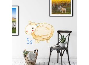 4063129114818 - Wandtattoo WALL-ART Schaf Tierwelt Buchstabe S Wandtattoos Gr B H T 120 cm x 94 cm x 01 cm bunt Wandtattoos Wandsticker selbstklebend entfernbar