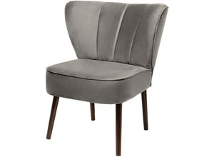 4042911611735 - Sessel FINK BRADY Gr Samtvelours VELVET B H T 67 cm x 76 cm x 67 cm grau (zink velvet) mit Steppung im Rücken BTH 676776 cm Sitzhöhe 42 cm