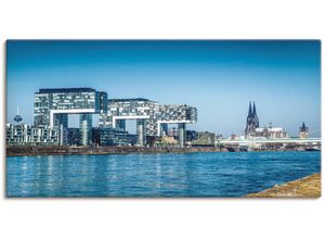 4057738363286 - Wandbild ARTLAND Köln Kranhäuser und Dom Bilder Gr B H 150 cm x 75 cm Leinwandbild Gebäude Querformat 1 St blau Bild Leinwandbild Kunstdrucke Bilder als Alubild Leinwandbild Wandaufkleber oder Poster in versch Größen