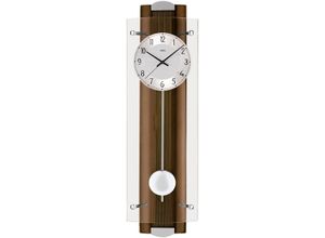 4037445140417 - Funk-Pendelwanduhr AMS F5259 1 Wanduhren Gr B L 17 cm x 66 cm braun (nussbaumfarben) Pendeluhren mit diamantgedrehtem Aluminiumzifferblatt