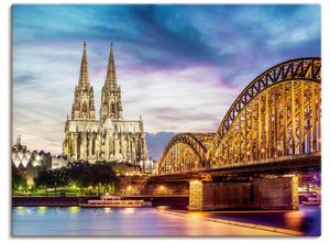 4059745771757 - Wandbild ARTLAND Dom und Brücke in Köln Bilder Gr B H 120 cm x 90 cm Leinwandbild Deutschland 1 St blau Bild Poster Bilder als Alubild Leinwandbild Wandaufkleber oder in versch Größen