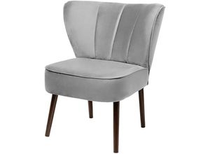 4042911611742 - Sessel FINK BRADY Gr Samtvelours VELVET B H T 67 cm x 76 cm x 67 cm grau (hellgrau velvet) mit Steppung im Rücken BTH 676776 cm Sitzhöhe 42 cm