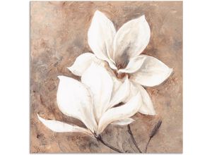 4057738398226 - Wandbild ARTLAND Klassische Magnolien Bilder Gr B H 100 cm x 100 cm Alu-Dibond-Druck Blumen 1 St beige (naturfarben) Bild Leinwandbild Kunstdrucke Bilder als Alubild Leinwandbild Wandaufkleber oder Poster in versch Größen