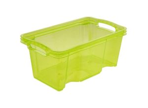 4052396013344 - - Aufbewahrungsbox mit integrierten Griffen Größe s 35 x 21 x 15 cm 65 l grün-transparent