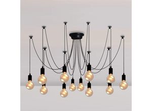 6407971261685 - Spinne Pendelleuchte 12 Flammig Vintage Hängelampe im Industraille Stil 200cm Kronleuchter Edison E27 Fassung für Loft Schlafzimmer Wohnzimmer