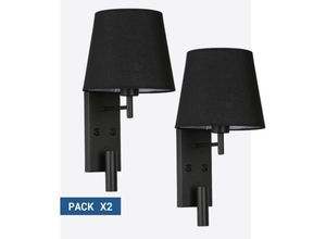 8435427163625 - Barcelona Led - Pack x 2 - Wandleuchte + led Leselampe noah - 34W - Schwarz