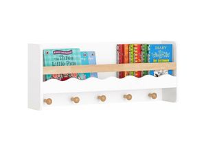 4251388626979 - SoBuy KMB78-W Kindergarderobe mit Ablage Kinderregal Bücherregal für Kinder Wandregal Hängeregal Wandgarderobe Garderobenleiste Kinder weiß BHT ca