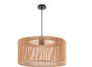 4061981192555 - Pacohome - Paco Home Pendelleuchte Esstisch Hängelampe Esszimmer Lampe E27 Papier Boho Rattan Pendelleuchte - Schwarz Natur (Ø40cm)