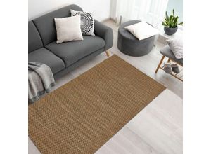 4002398965592 - Homcom - Wollteppich Naturfaser Natur Wohnzimmerteppich Webteppich pflegeleicht und strapazierfähig Taupe 140 x 70 x 1 cm - Braun