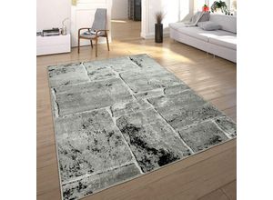 4250857562411 - Paco Home Designer Teppich Modern Trendig Meliert Steinoptik Mauer Muster Wohnzimmer Grau 120x170 cm