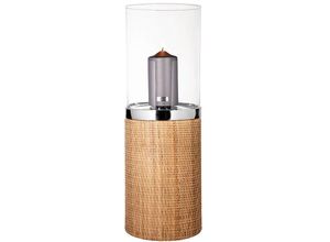 4042911462474 - Windlicht FINK CATANIA Kerzenhalter Gr H 58 cm braun (braun silberfarben) Kerzenhalter aus Edelstahl Glas und Rattan