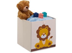 4052025449896 - Aufbewahrungsbox Kinder Löwe HxBxT 33 x 33 x 33 cm Stoffbox faltbar Spielkiste Kinderzimmer beige gelb - Relaxdays