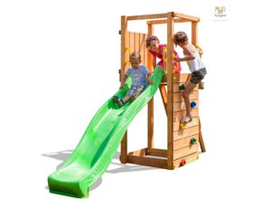 5902020527916 - Spielturm TipTop teak mit Rutsche Leiter und Kletterwand - Fungoo