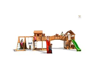 5902020527671 - Spielturm Maxi Set Spider Land My Space xl Fortress Toybox Rainbow Spider+ teak mit 2x Rutschen 2x Spieltürmen Verbindungsbrücke Schaukel Leiter