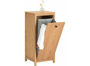 4251388621714 - Sobuy - BZR96-N Wäscheschrank mit ausklappbarem Wäschetruhe Wäschesack Wäschesammler mit einner Schublade Wäschekorb Badschrank Badezimmermöbel Natur