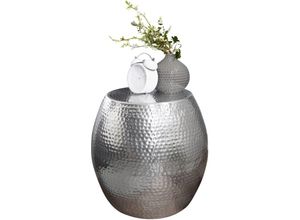 4250950283879 - Beistelltisch 42 x 42 x 42 cm Aluminium Dekotisch Orientalisch rund Designer Ablagetisch Metall modern Anstelltisch schmal Kleiner Hammerschlag