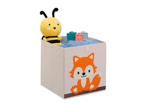 4052025449902 - Aufbewahrungsbox Kinder Fuchs HxBxT 33 x 33 x 33cm Stoffbox faltbar Spielkiste Kinderzimmer beige orange - Relaxdays