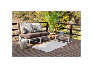 0889292546362 - Surya - Teppich Outdoor Indoor Terrasse Balkon Blumen Design Elfenbein und Grau 80 x 150 cm