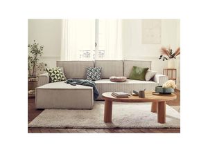 3701061726683 - Bestmobilier - Dellia – ecksofa beidseitig montierbar mit schlaffunktion – mit bettkasten – aus cord – 4-sitzer - beige - Beige