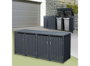 4064649124455 - Mülltonnenbox für 4 Tonnen 240L 264x80x1163 cm Anthrazit aus Stahl ML-Design