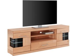 4068222665700 - Lowboard HOME AFFAIRE Ribe Sideboards Gr B H T 160 cm x 55 cm x 35 cm Holzwerkstoff Kernbuchefarben (Korpus)  Massivholz Kernbuche (Front) beige (kernbuche teilmassiv) Lowboards Breite 160 cm