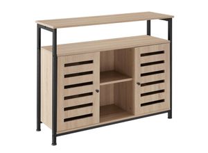 4061173243324 - tectake® Sideboard Industrial Style 2 Ablagen 3 Staufächer mit höhenverstellbaren Kunststofffüßen 100 x 37 x 82 cm