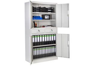 4061173207845 - tectake® Aktenschrank aus pulverbeschichtetem Stahl 3 höhenverstellbare Einlegeböden 180 x 80 x 40 cm