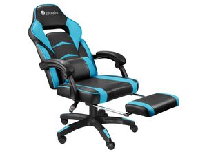 4061173243225 - tectake® Racing Bürostuhl ergonomische Form mit Fußstütze und verstellbarer Rückenlehne Kunstlederbezug inklusive abnehmbarem Lendenkissen inklusive Lendenkissen Belastbarkeit 120 kg